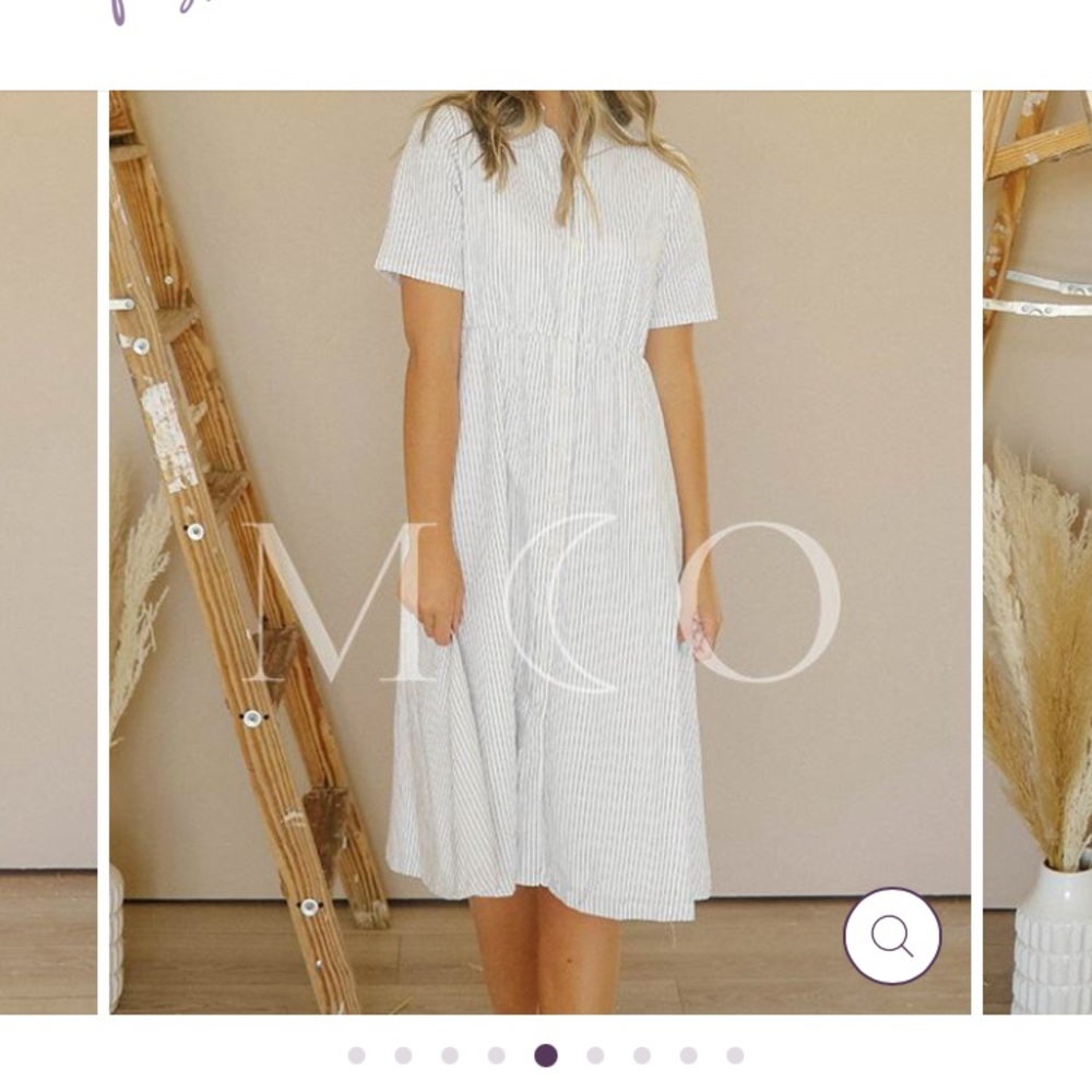 Pinstripe button down midi dress